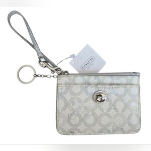 NWT Coach Y2K Signature Stars Mini Skinny ID Case F50456 in silver & white